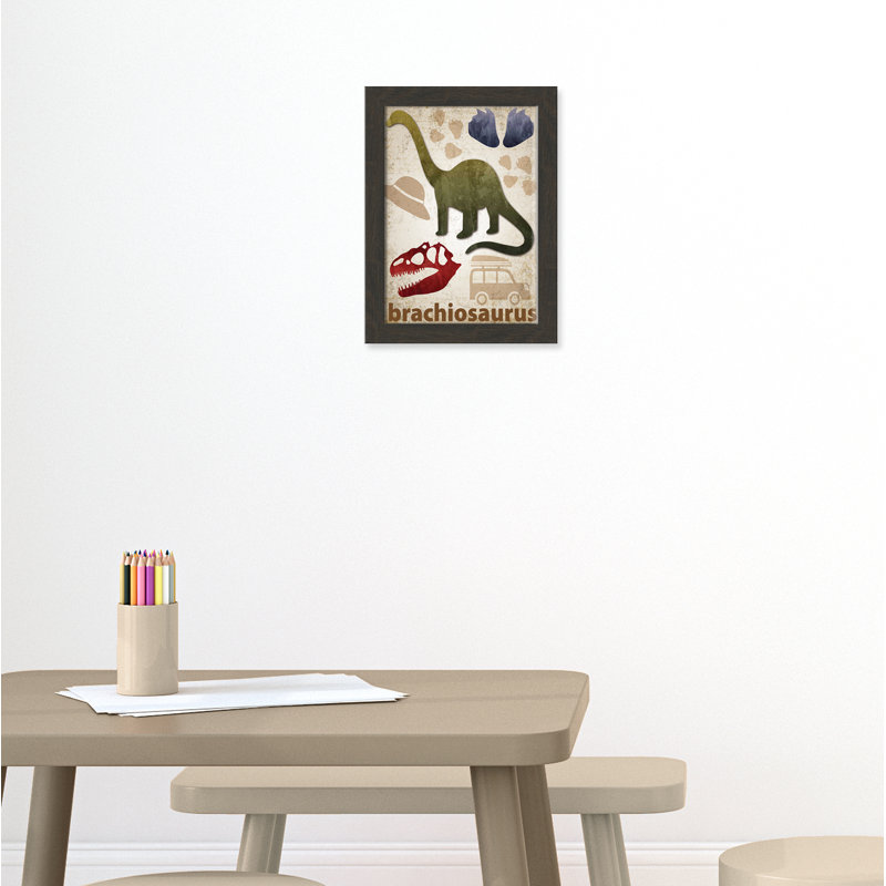 Adhésif décoratif dinosaures-03 ', H 16 po x l 12 po x P 0,625 po, Encadré plat à grain de bois noir