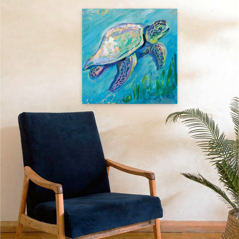 Tortue de mer, nage légère, art côtier, H 24 po x l 24 po