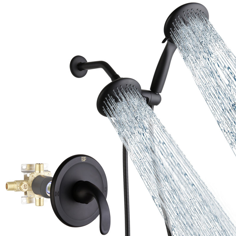 Robinet de douche avec valve brute, Noir mat