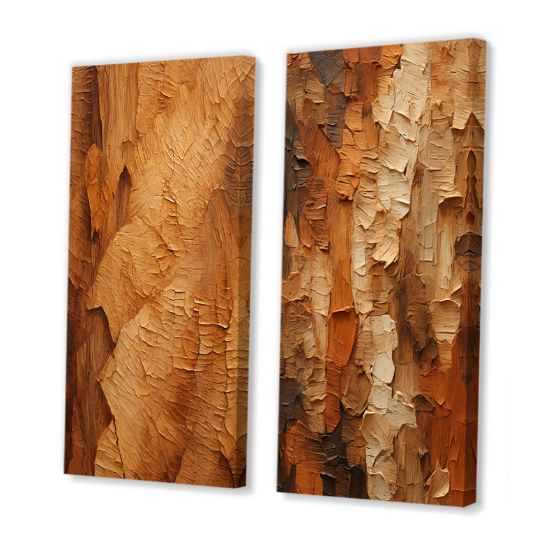 «Brown Tree Bark Essence II», ensemble de 2 reproductions d'art sur toile, H 32 po x l 33 po, Toile tendue