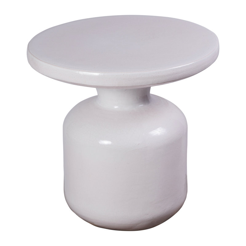 Bottle Outdoor Round Side Table, Linen Semi Gloss