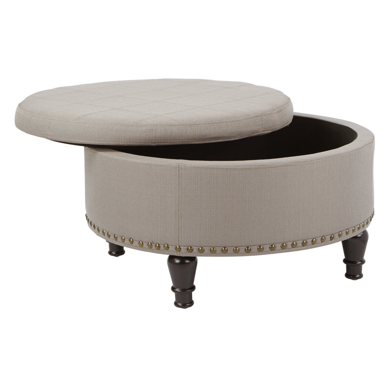 Repose-pieds rond avec rangement 32 po Emiljan, Brun