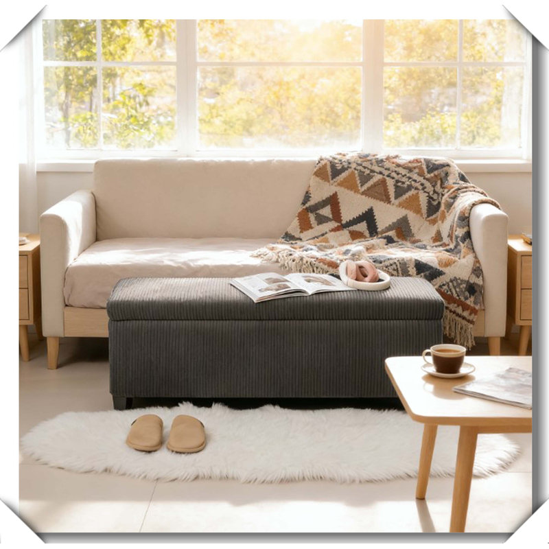 Repose-pieds avec rangement et repose-pieds polyvalent et fonctionnel, Gris