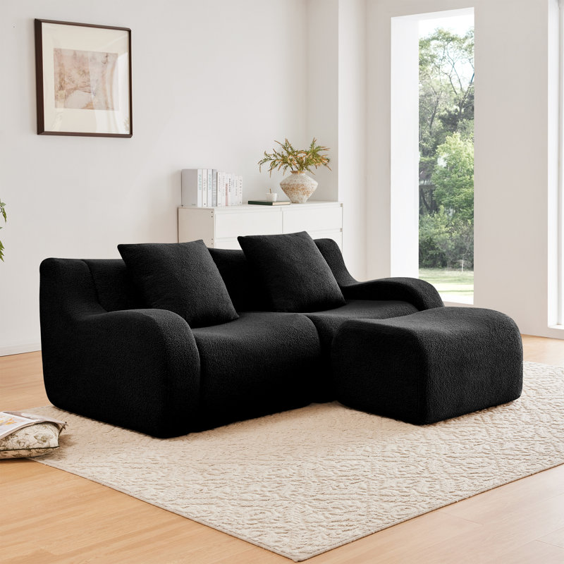 Canapé modulaire Boneless, Noir Teddy / Boucle