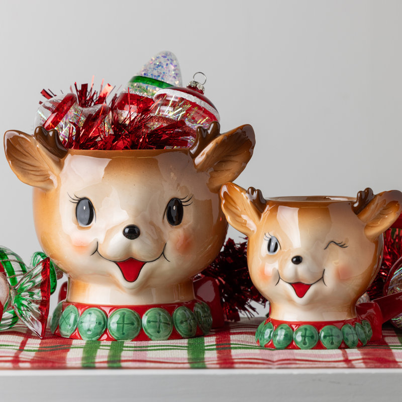 Ensemble de 2 bols en céramique Dolomite pour renne rétro pour Noël