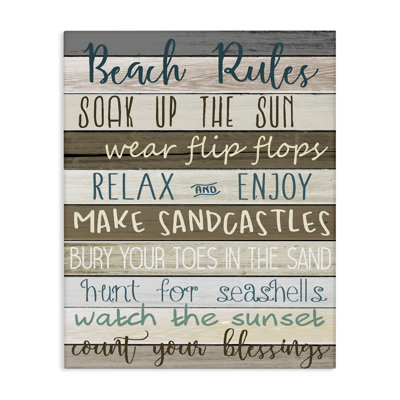 «Nautical Fun Beach Rules List Rustic Boardwalk» par Kim Allen - impression d'art textuel