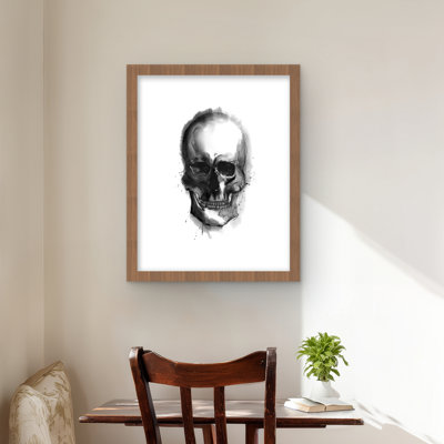 Aquarelle crâne foncé - reproduction encadrée mate pour la décoration intérieure