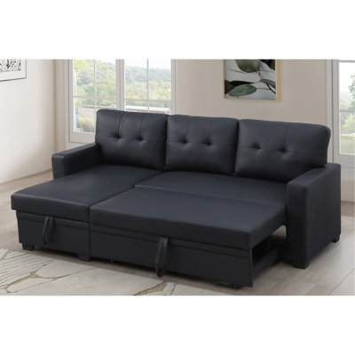 Canapé-lit convertible à 4 places avec méridienne escamotable et rangement en lin noir, coussins de dossier amovibles, canapé-lit simple pour nuit d'invités, largeur 82, profondeur 53, hauteur 34,5, lin 190,5 lb