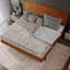 Base de lit en bois massif Gazelle avec tête de lit à motif artistique-110497322-110497320