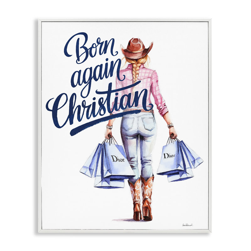 «Born Again Christian Cowgirl», giclée par Amanda Greenwood, H 30 po x l 24 po, Estampe numérique encadrée blanc bord de mer