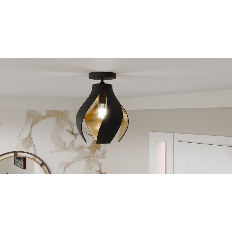 Plafonnier semi-encastré 1 lumière Krenn, Noir mat