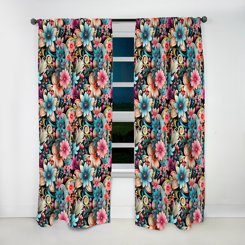 Vintage Paisley Floral Flightiness II - Glam Curtain - Velvet Room Darkening - 1 panel, 52" W x 63" L