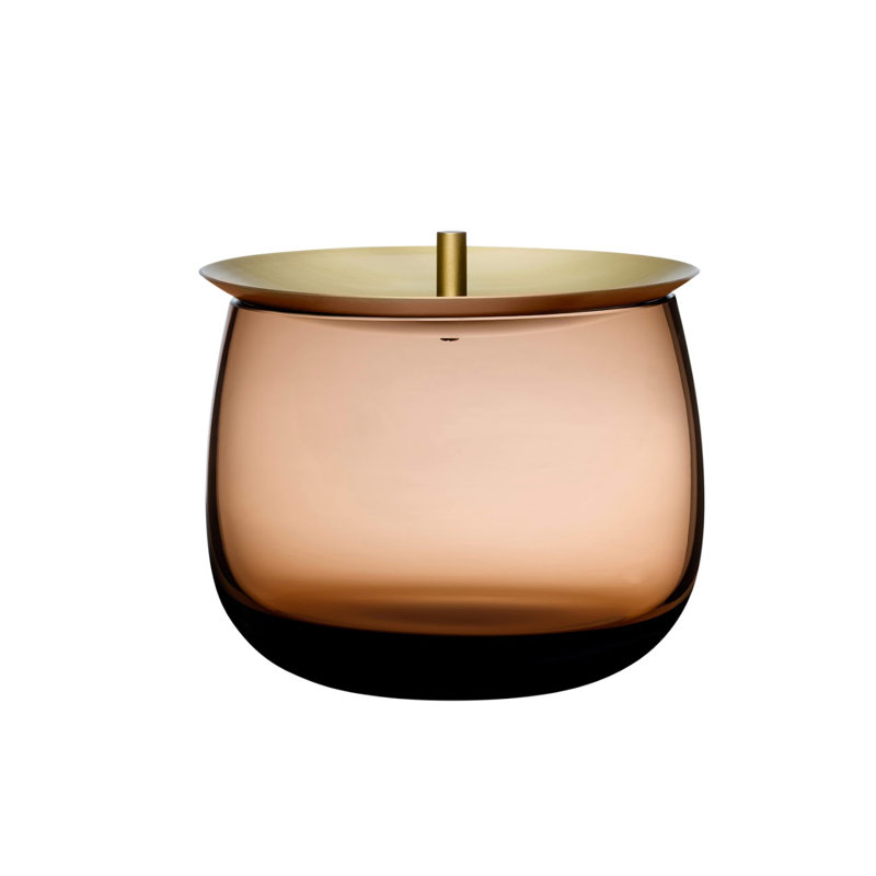 Pot de rangement Beret avec couvercle en laiton, H 4,21 po x l 5,12 po x P 5,12 po, Caramel