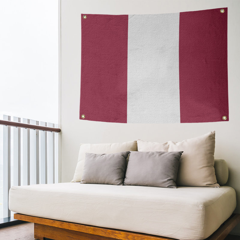 Tapisserie tennessee en polyester, H 59 po x l 80 po, Rouge / Blanc