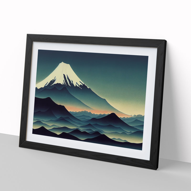 XH1022-6801X Passionate Japanese Mountains - Single Picture Frame Print, Black, 46cm H x 64cm W x 2cm D