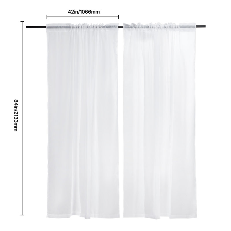 Sheer Curtains Window Drapes Rod Pocket Polyester, 52" W x 84" L