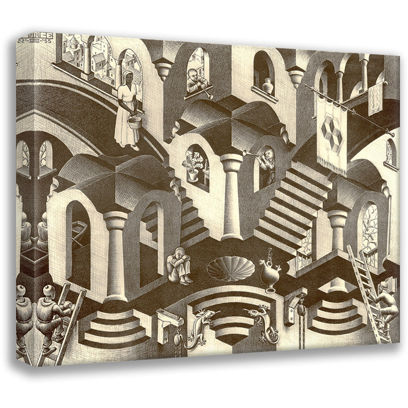«Concave and Convex» par M.C.Escher, toile tendue avec châssis, H 17 po x l 24 po