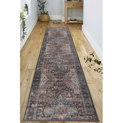 Slip Resistant Latex Infused Natural Cotton Backing Persian Medallion Design Rug Runners