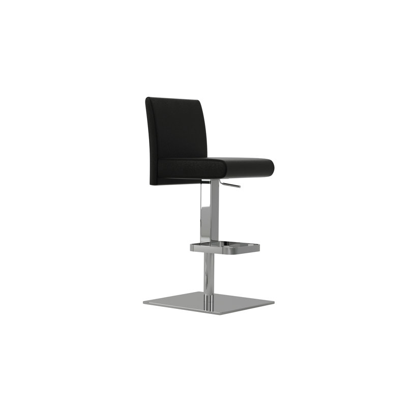 Blakey Swivel Upholstered Adjustable Height Counter Stool with Metal Frame, Black, Silver