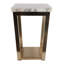 Table d'appoint contemporaine en pierre d'agate pour le salon - Table d'appoint carrée et étroite avec piètement en fer - 63,5 cm, blanc et or