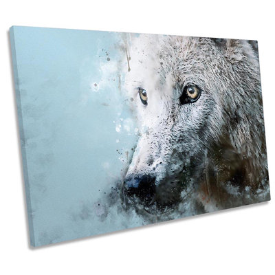 Wolf Abstract Grunge - Wrapped Canvas Print