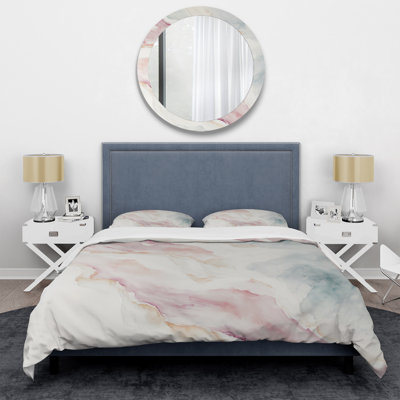Mystery Of The Waves In Elevated Blush II - Ensemble de housse de couette abstrait - Microfibre de polyester