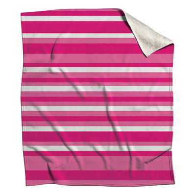 Pink White Stripes Fleece Throw Blanket - Pattern Throws for Sofas or Beds