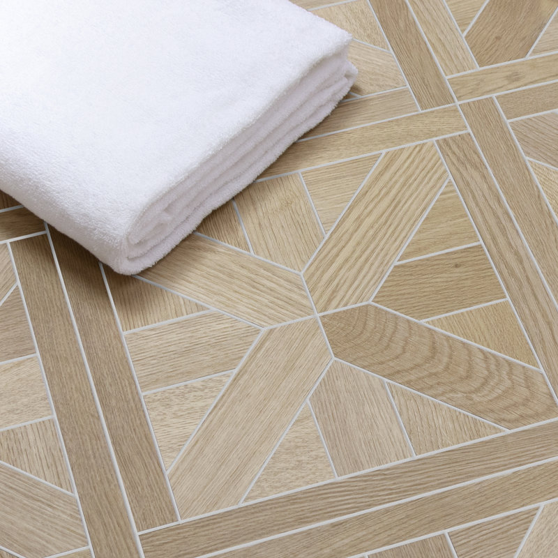 12'' x 12'' x 4mm Pinwheel SPC Peel & Stick Floor Tile Luxury Vinyl Flooring, Warm Oak