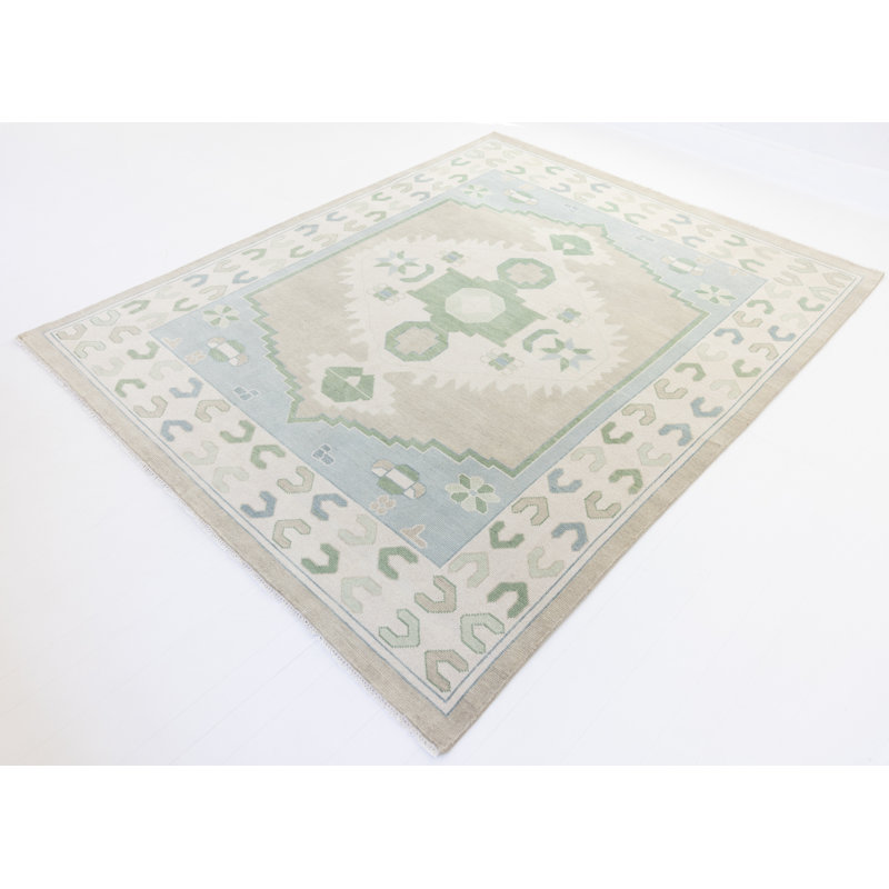 Ivy Hand Knotted Wool Oriental Area Rug, Rectangle 9' x 12'