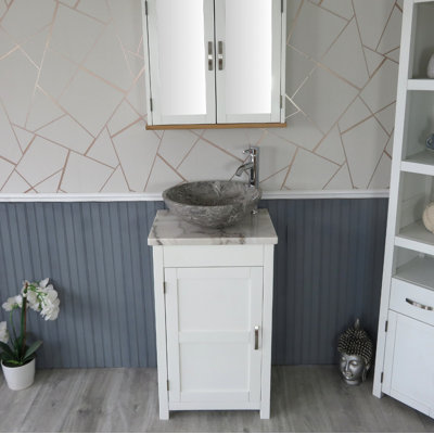 Scrivner 515mm Single Bathroom Vanity with Vessel Stone Basin