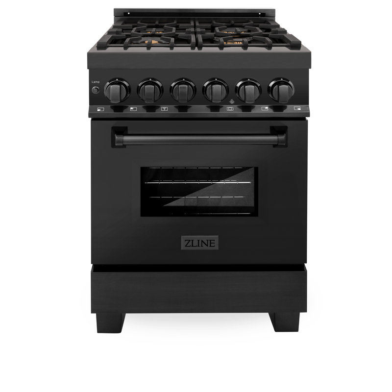 ZLINE 24" Legacy Dual Fuel Range w/ 4 Brass Burners & Oven in Black Stainless Steel