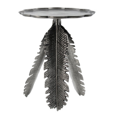 16.9X16.9X19.7 Leaf Side Table, Silver Antique Finish