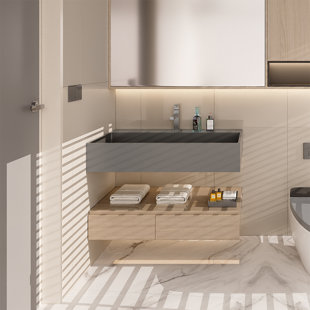 23.6" L X 18.9" W X 5.9" D Wall-Mount Bathroom Sink In Solid Surface Material SWBS17GR-2419