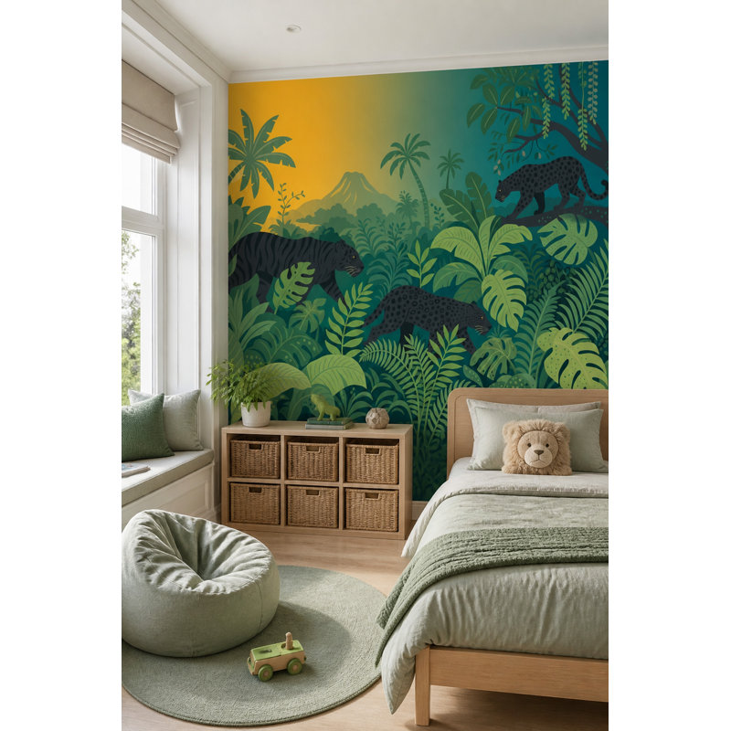 Papier peint jungle tropicale, 200 po x 120 po, Peler et coller