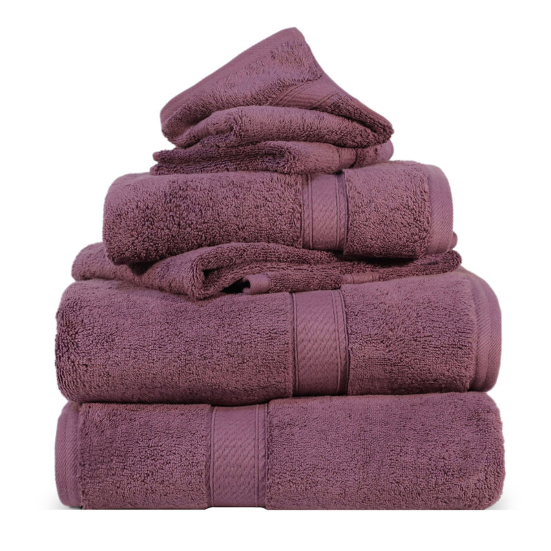 Scotia Egyptian Cotton Bath Towel Set, Plum, 6Pc Towel Set  (2Bath, 2Hand, 2Face)