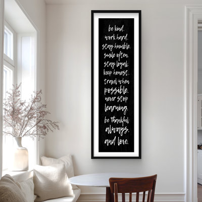 Be Kind Work Hard Stay Humble Print | Black & White Decor