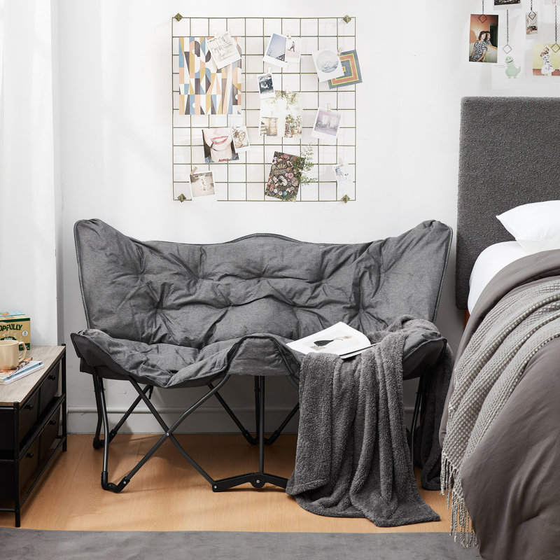 Chaise longue pliante à deux places 2East, Mélange de polyester gris