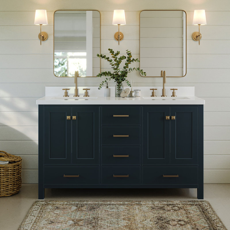 Rosecliff Heights Moorgate 61'' Double Bathroom Vanity with White ...