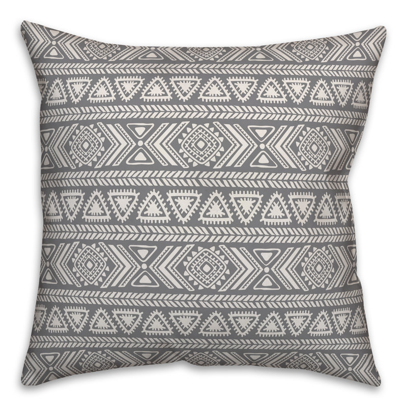 Geometric Throw Pillow, 16" x 16", Gray/White