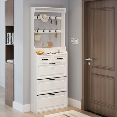 Range-chaussures avec 3 portes et 2 tiroirs avec support, grand espace de rangement