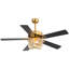 52 Inch Ceiling Fan With Light, Ceiling Fan With 5 Blades, Hammered Glass Shade, Remote Control, Reversible Motor For Living Room Bedroom Dining Room-965547494-965547489
