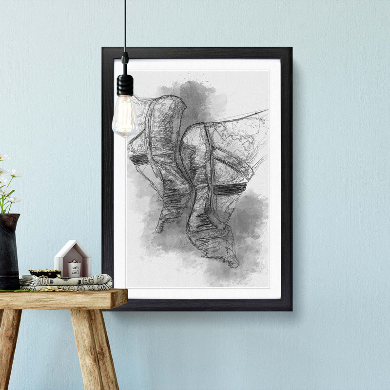 The Feet of a Ballet Dancer in Abstract - Picture Frame Graphic Art Print, 65cm H x 48cm W x 2cm D, Black Framed