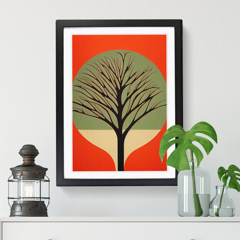 CAN-V0523-1777X Pear Tree Art Deco 1 Piece Wrapped Canvas Wall Art, 34cm H x 25cm W x 2cm D, Oak