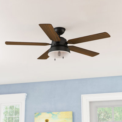 52" Mill Valley 5 - Blade Outdoor Standard Ceiling Fan with Pull Chain and Light Kit Included