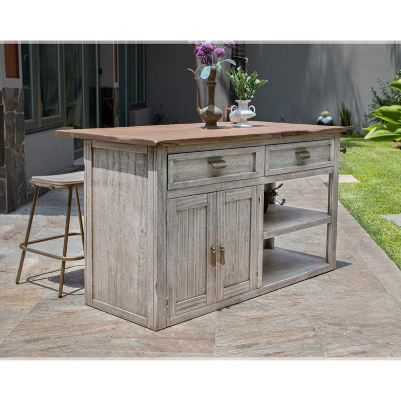 Kitchen Island with Solid Wood Top