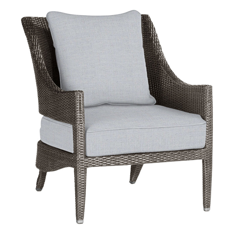 Athena Patio Lounge Chair with Cushions, Black Walnut, Linen Chambray, Welt