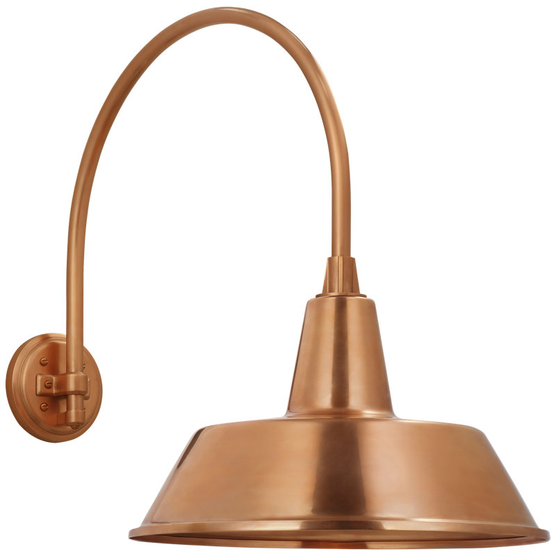 Thomas O'Brien, "Academy 19.5" Arched Mack Barn Light in Soft Copper with 16" Bowers Shade, 22" H x 16" W x 27" D