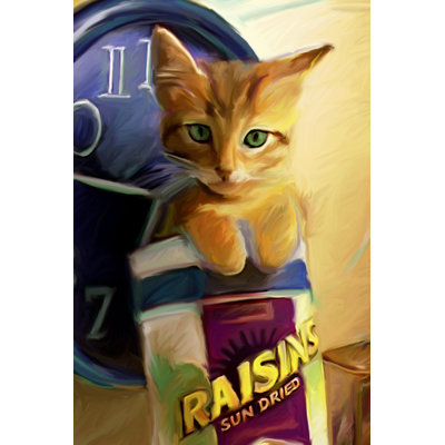 Chat orange dans une boîte à raisins