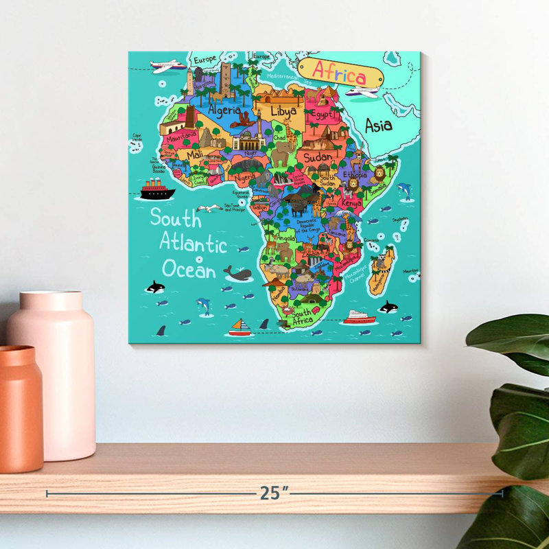 Carte de touriste en Afrique, H 16 po x l 16 po