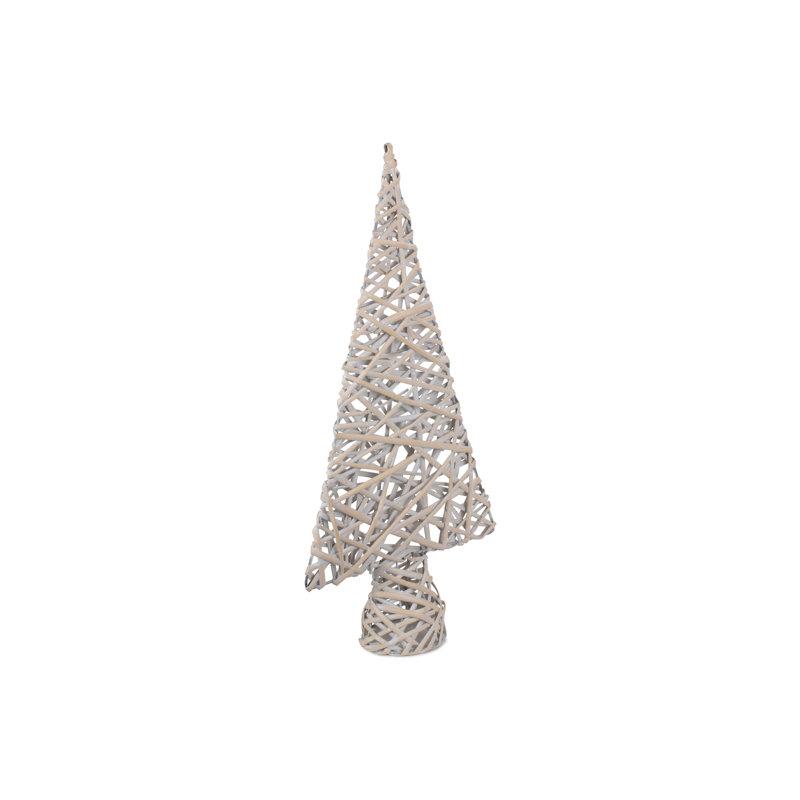 Wicker Table Top Xmas Tree, White Wash